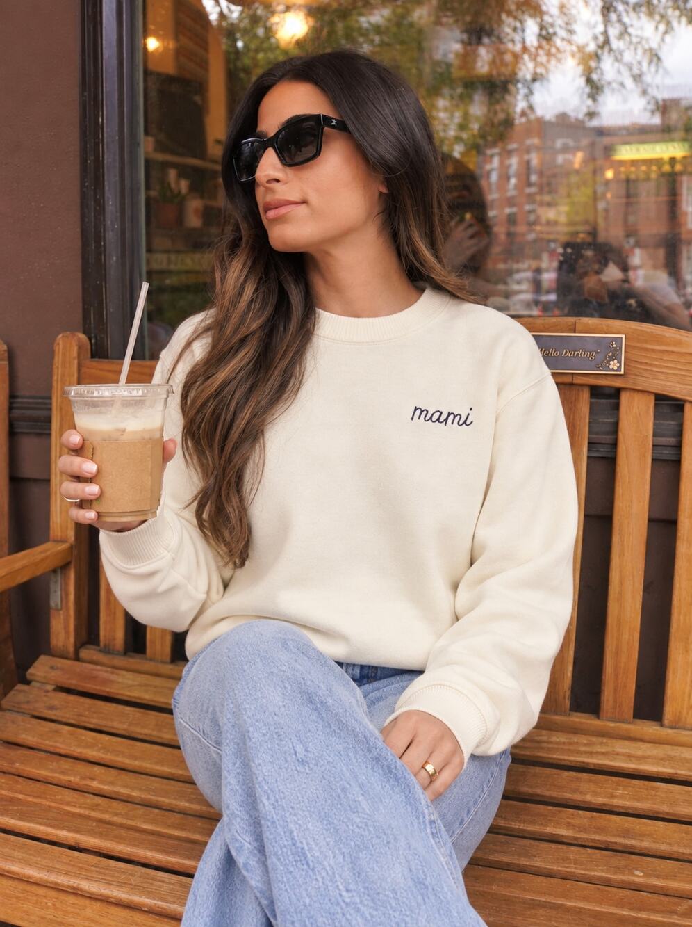 Lingua Franca | Custom Cream Crew Neck 'Mami' Sweatshirt S